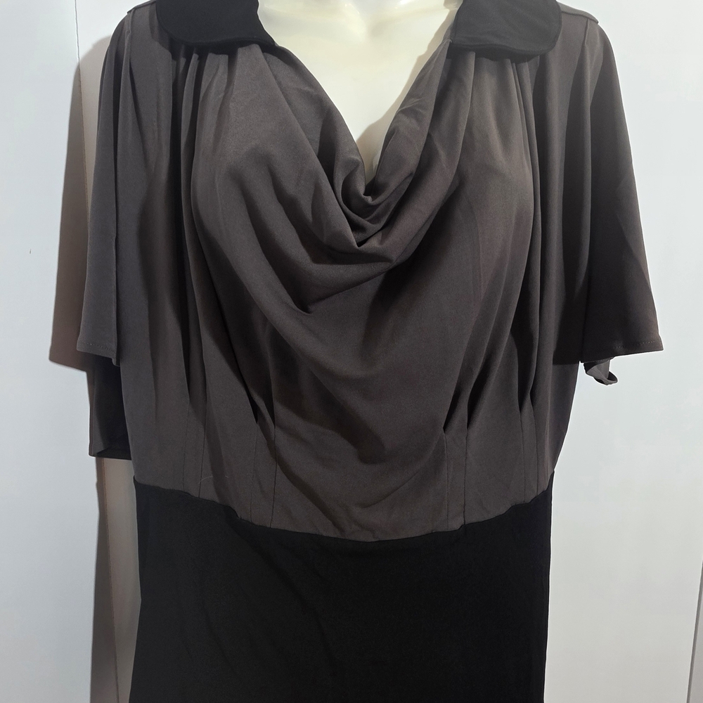 Women's Worthington Stretch  Grey & Black Blouse  Collared Size XL